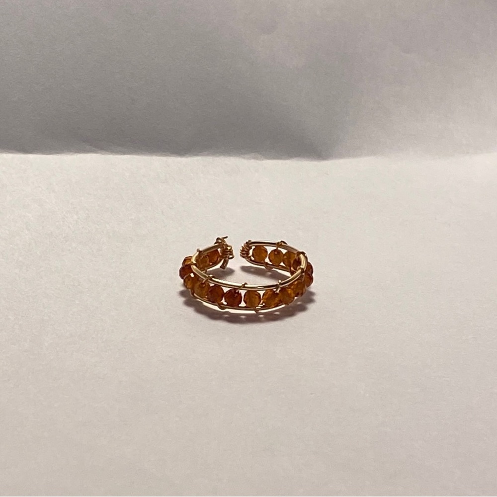 Orange red Faceted Garnet Ring